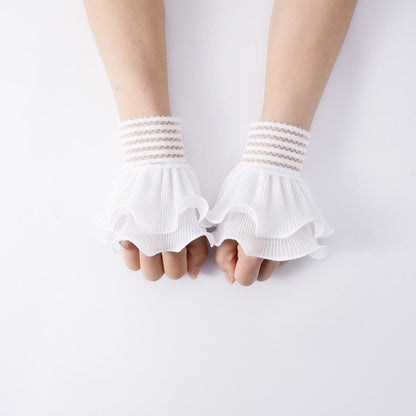 Pearl Embellished Double Ruffle Cuff Sleeves (MAC420) - A-1 Thread Vault