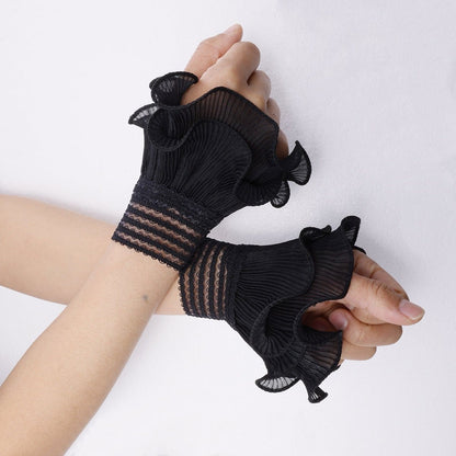 Pearl Embellished Double Ruffle Cuff Sleeves (MAC420) - A-1 Thread Vault