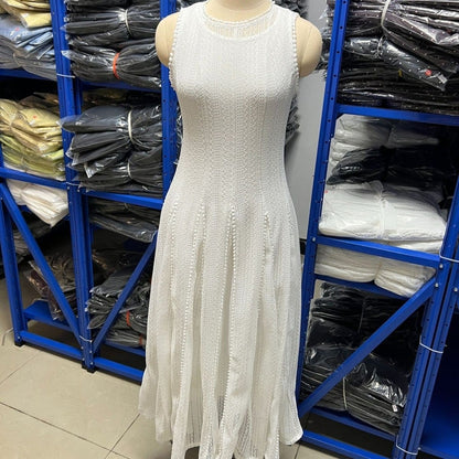 Pearl-Trim Lace Overlay Maxi Dress Set(MS464) - A-1 Thread Vault