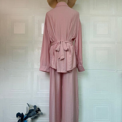 Peplum Shirt & Wide-Leg Trousers Co-ord Set(MS481) - A-1 Thread Vault