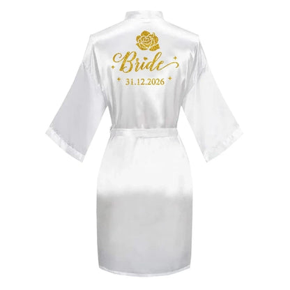 Personalized Text Logo Wedding Bathrobe Bridal Robe Bride Bridesmaid Wedding Robes Woman Bachelorette Hen Party - A-1 Thread Vault