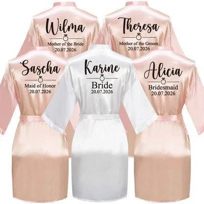 Personalized Text Logo Wedding Bathrobe Bridal Robe Bride Bridesmaid Wedding Robes Woman Bachelorette Hen Party - A-1 Thread Vault