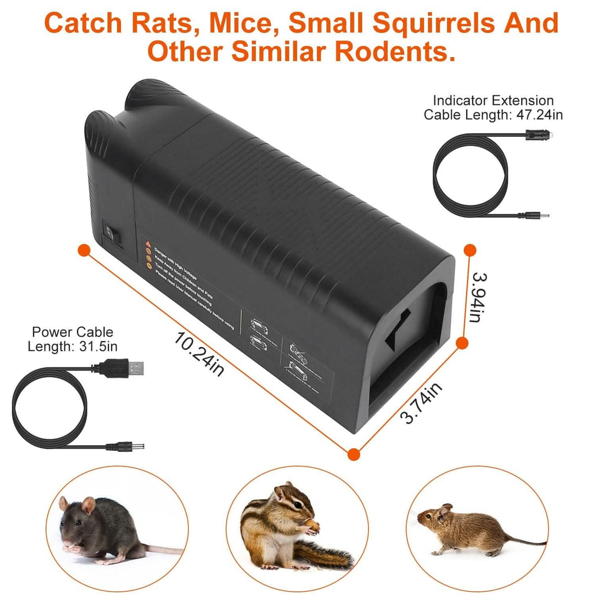 Pest Control Rechargeable Shock Mice Killer with 1800V High Voltage - A-1 Thread Vault