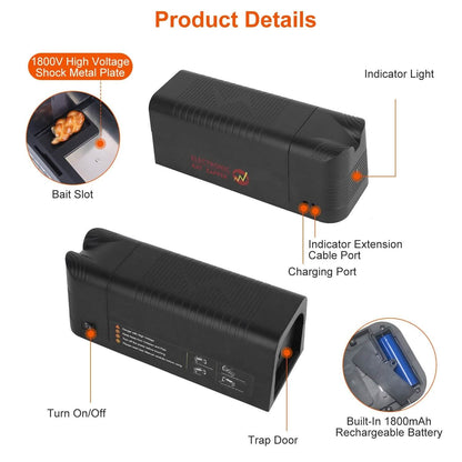 Pest Control Rechargeable Shock Mice Killer with 1800V High Voltage - A-1 Thread Vault