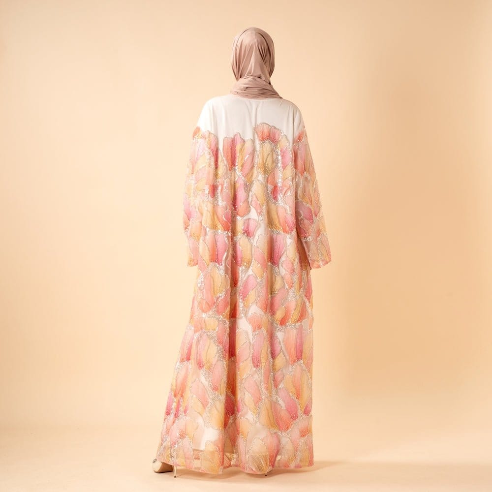 Petal Glow Hand-Embroidered Open Abaya — Secret Garden Series (MOA295) - A-1 Thread Vault