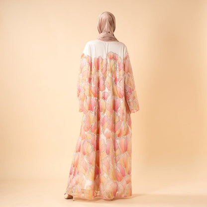 Petal Glow Hand-Embroidered Open Abaya — Secret Garden Series (MOA295) - A-1 Thread Vault