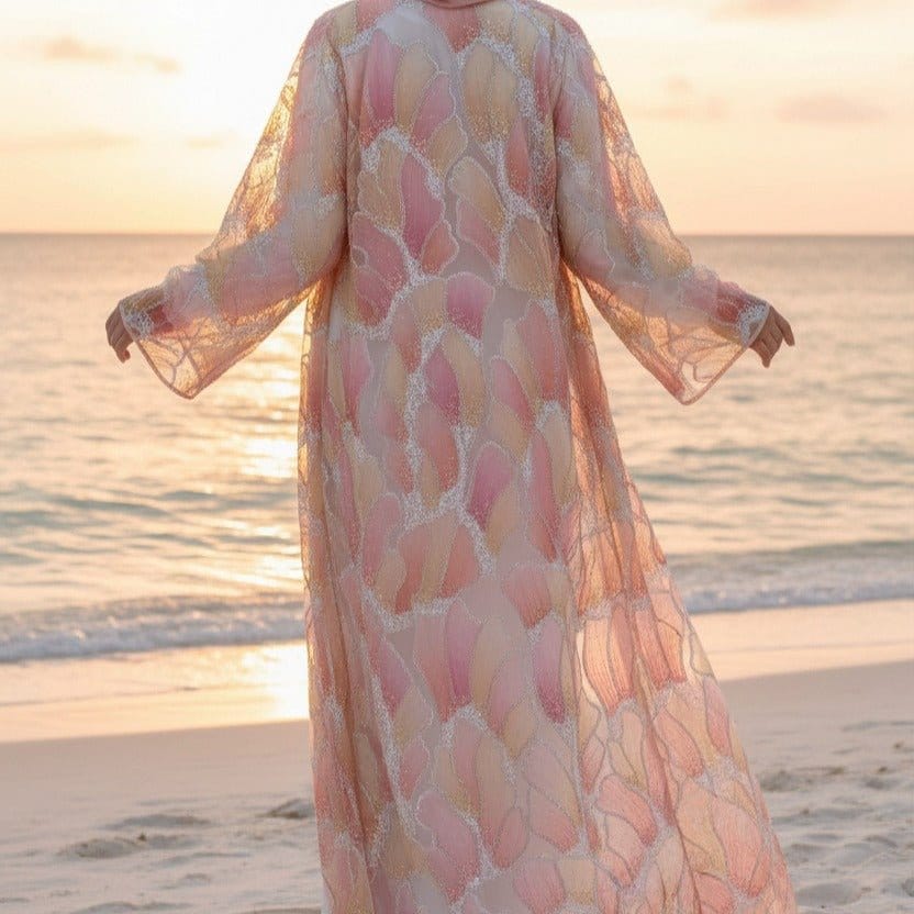 Petal Glow Hand-Embroidered Open Abaya — Secret Garden Series (MOA295) - A-1 Thread Vault