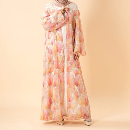 Petal Glow Hand-Embroidered Open Abaya — Secret Garden Series (MOA295) - A-1 Thread Vault