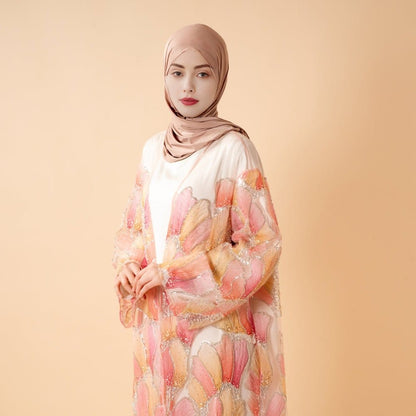 Petal Glow Hand-Embroidered Open Abaya — Secret Garden Series (MOA295) - A-1 Thread Vault