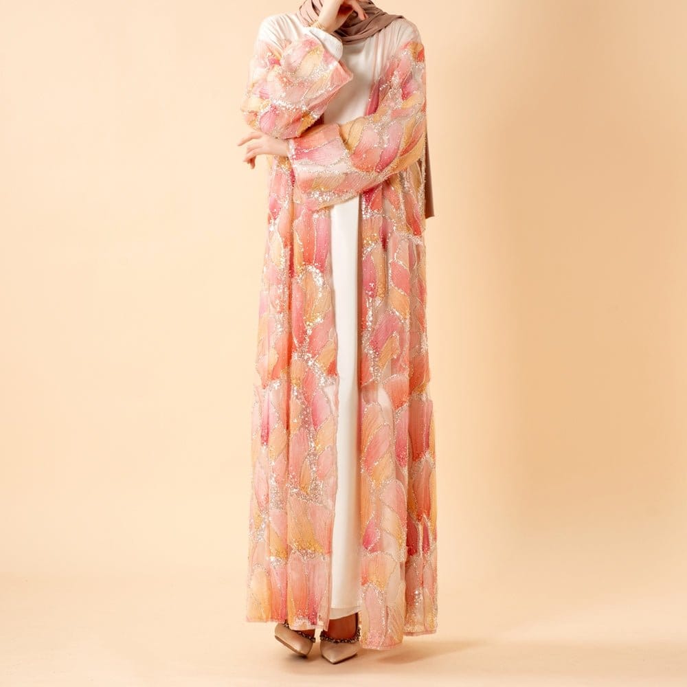 Petal Glow Hand-Embroidered Open Abaya — Secret Garden Series (MOA295) - A-1 Thread Vault