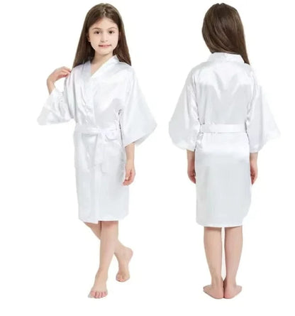 Pink Bathrobes for Girls Nightwear Satin Silk Kids Robes Summer Girl Nightgown Sleepwear Children Kimono Wedding Spa Party Dress - A-1 Thread Vault