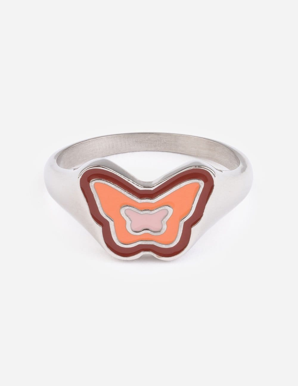 Pink Enamel Silver Butterfly Ring - A-1 Thread Vault