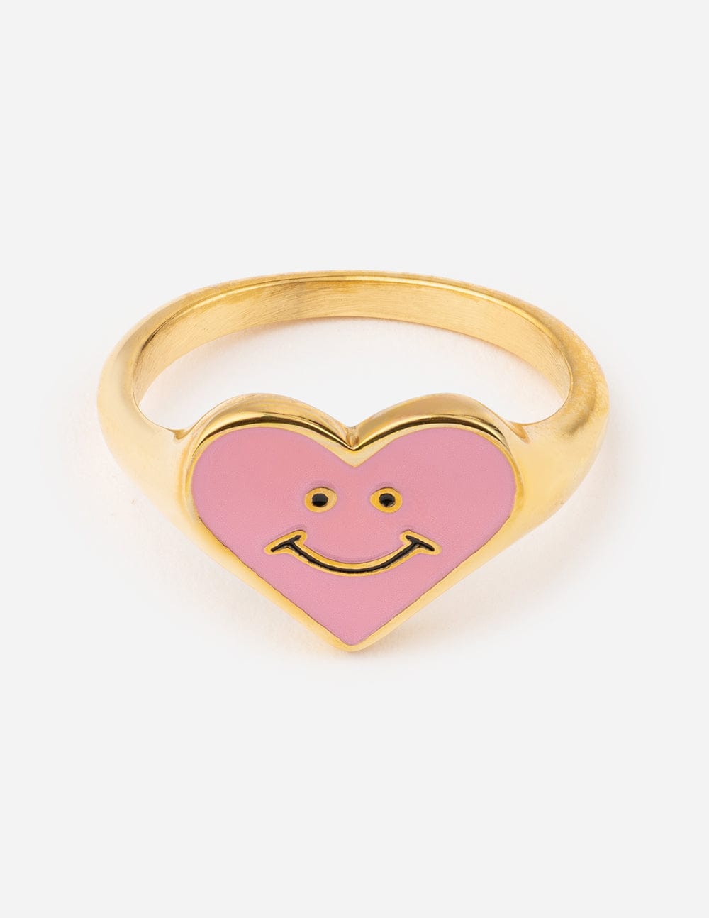 Pink Enamel Smiley Heart Ring - A-1 Thread Vault