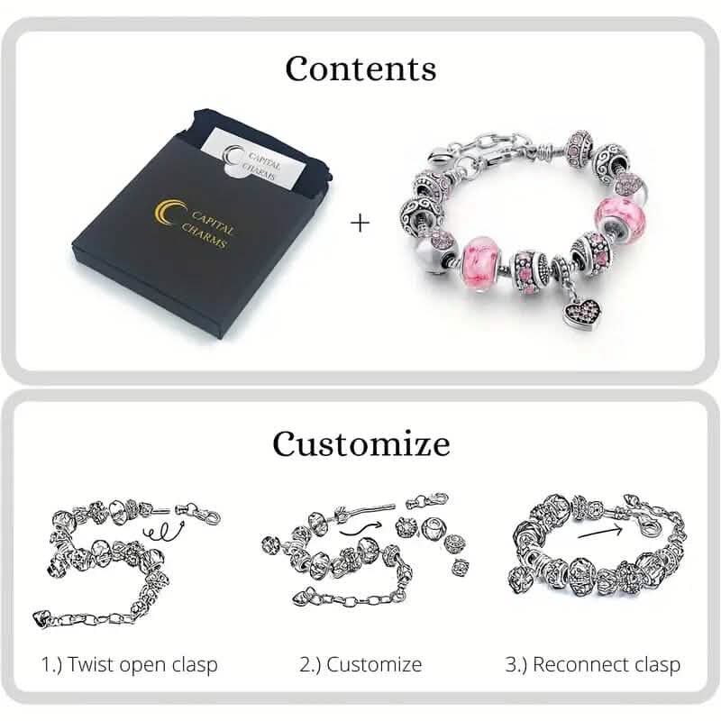 Pink Heart-Shaped Pendant Bracelet - A-1 Thread Vault