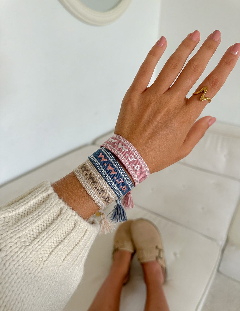 Pink WWJD Embroidered Bracelet - A-1 Thread Vault