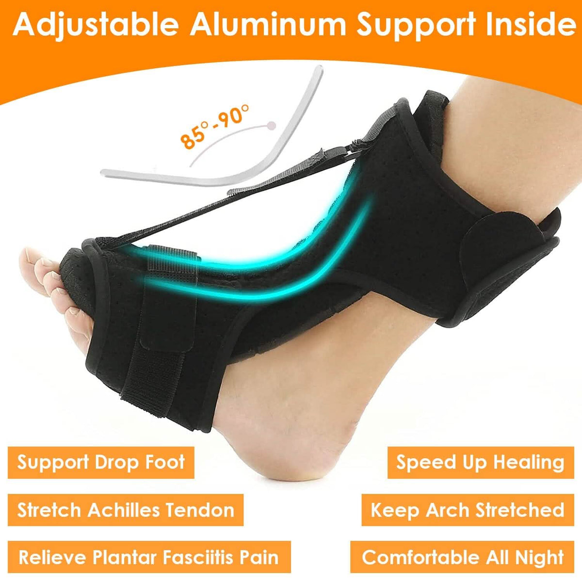 Plantar Fasciitis Night Splint Adjustable Foot Orthotic Brace - A-1 Thread Vault
