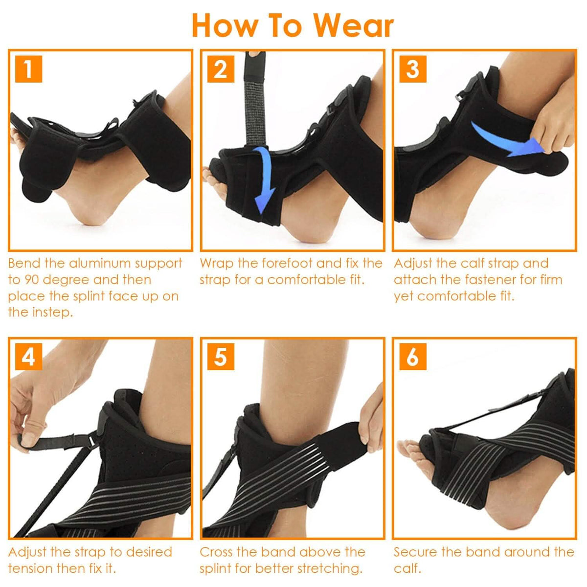 Plantar Fasciitis Night Splint Adjustable Foot Orthotic Brace - A-1 Thread Vault