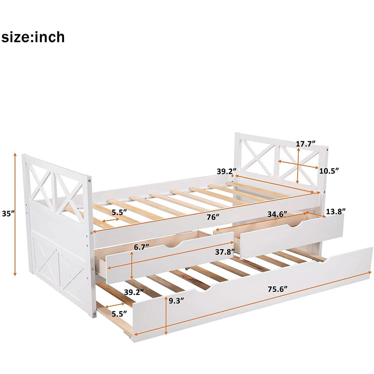 Platform Storage Bed with Trundle - A-1 Thread Vault