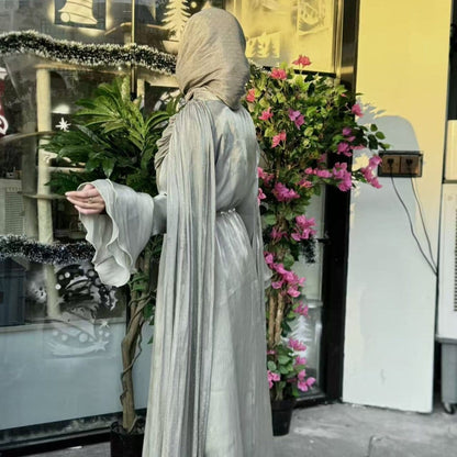 Pleated Cape Sleeve Abaya Maxi Dress(MA430) - A-1 Thread Vault