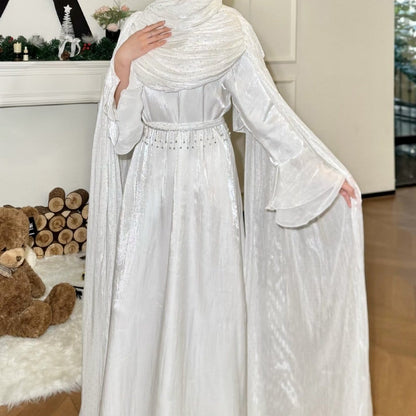 Pleated Cape Sleeve Abaya Maxi Dress(MA430) - A-1 Thread Vault