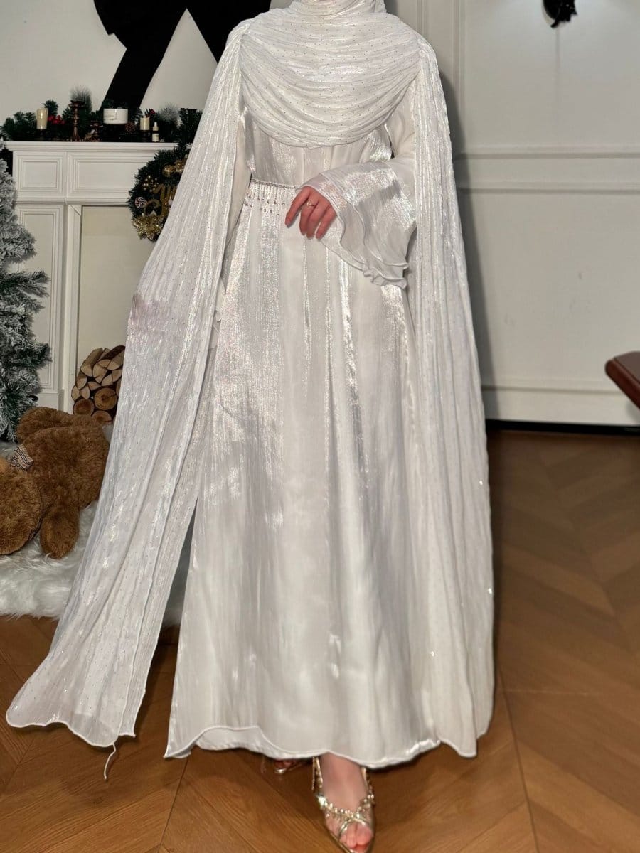 Pleated Cape Sleeve Abaya Maxi Dress(MA430) - A-1 Thread Vault