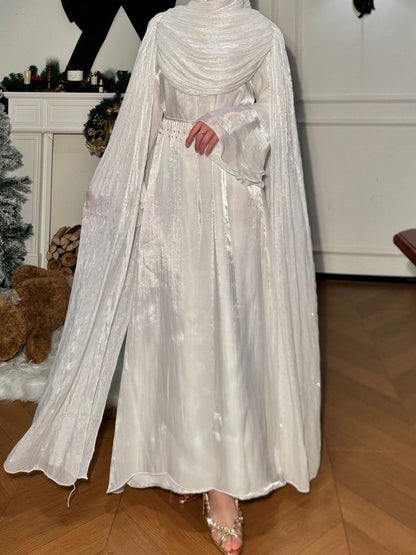Pleated Cape Sleeve Abaya Maxi Dress(MA430) - A-1 Thread Vault