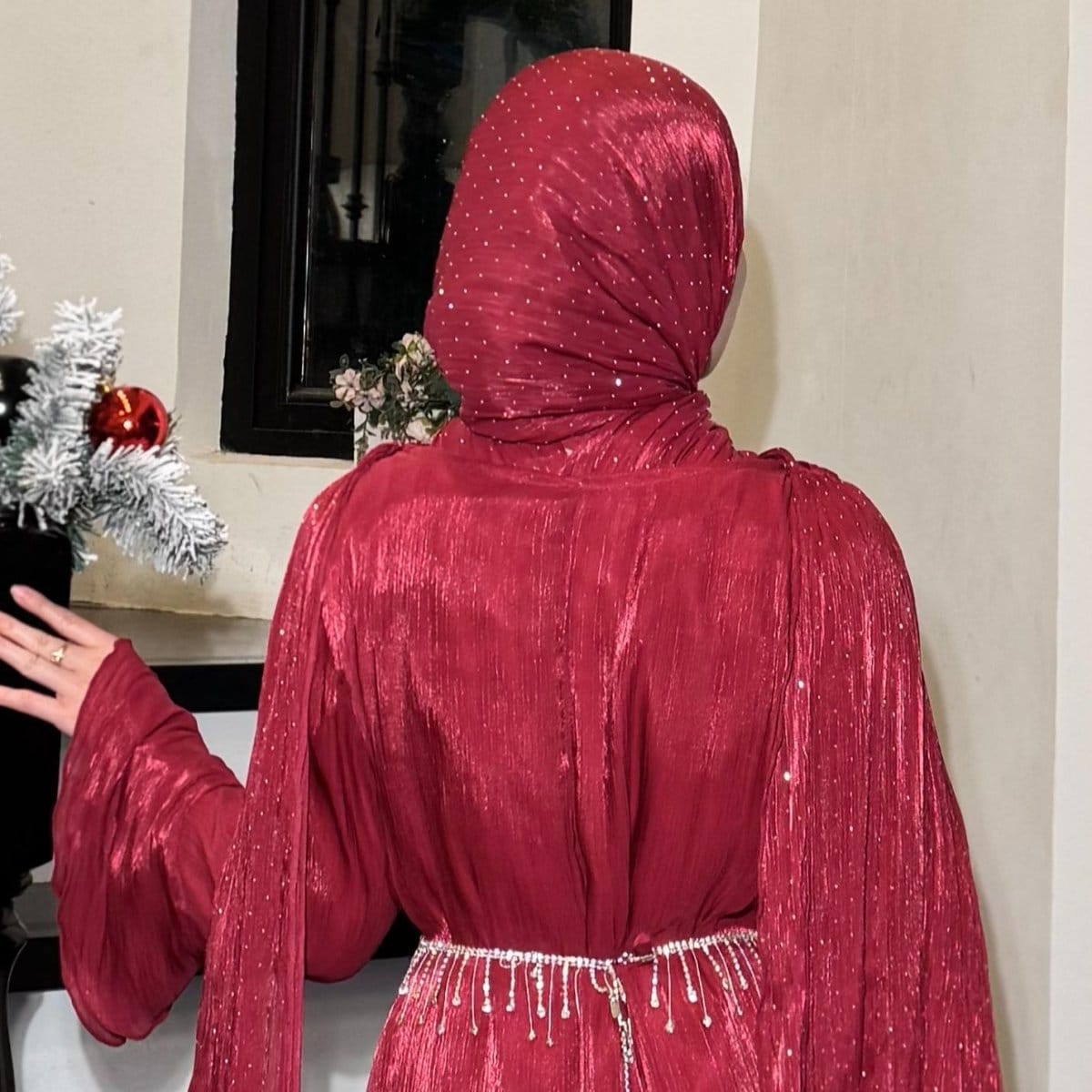 Pleated Cape Sleeve Abaya Maxi Dress(MA430) - A-1 Thread Vault