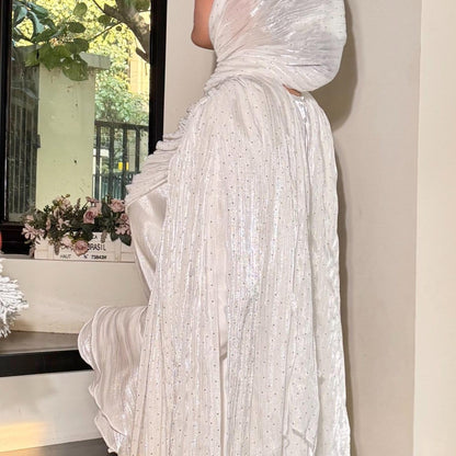 Pleated Cape Sleeve Abaya Maxi Dress(MA430) - A-1 Thread Vault