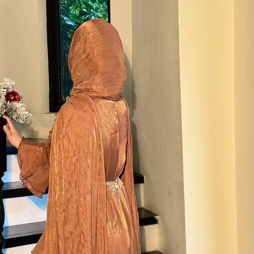 Pleated Cape Sleeve Abaya Maxi Dress(MA430) - A-1 Thread Vault