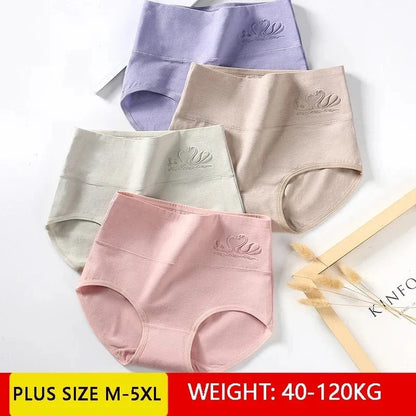 Plus Size M-5XL 4Pcs/Set High Waist Cotton Panties Women Body Shaper Underwear Soft Print Girls Briefs Slimming Female Lingerie - A-1 Thread Vault