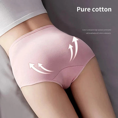 Plus Size M-5XL 4Pcs/Set High Waist Cotton Panties Women Body Shaper Underwear Soft Print Girls Briefs Slimming Female Lingerie - A-1 Thread Vault
