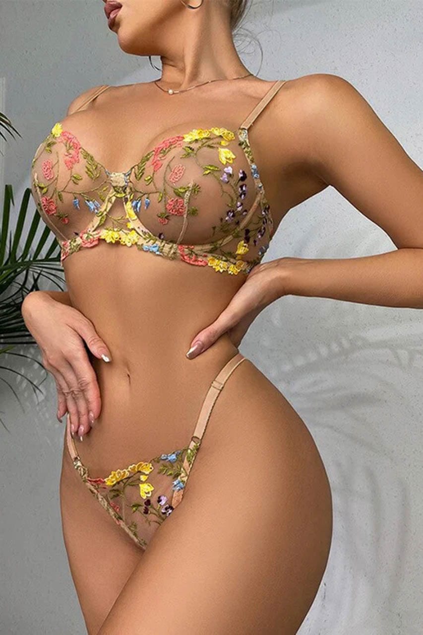 Plus Size Spring Garden Bra Set - A-1 Thread Vault