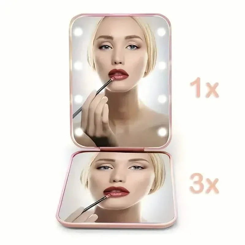 Pocket Mirror, 1X/3X Magnification LED Compact Travel Makeup Mirror - A-1 Thread Vault