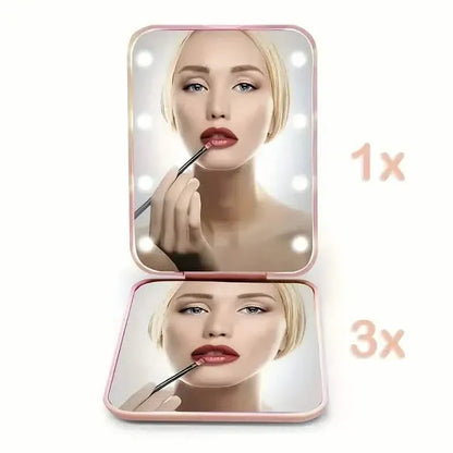 Pocket Mirror, 1X/3X Magnification LED Compact Travel Makeup Mirror - A-1 Thread Vault