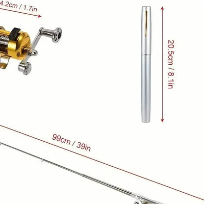 Pocket Size Fishing Rod, Small Mini Pen Shape Fishing Rod and Spinning Reel Combos Kit - A-1 Thread Vault