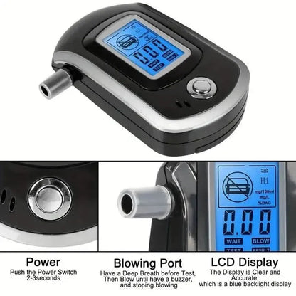 Police-Grade Breathalyzer with LCD Display - AT6000 Alcohol Tester - A-1 Thread Vault