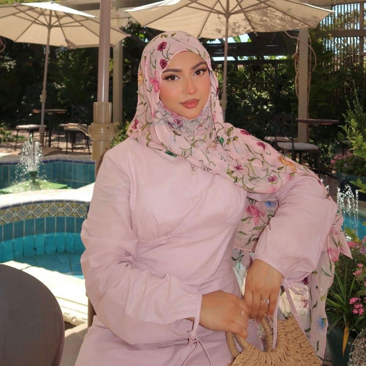 Poly-Cotton Floral Print Hijab Scarf(MH233) - A-1 Thread Vault