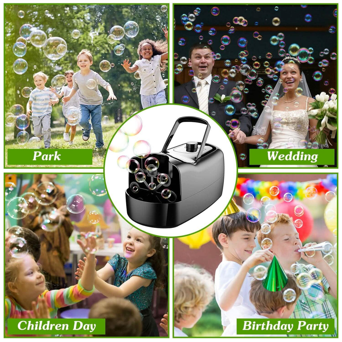 Portable Bubble Blowing Machine with 2 Speeds Handle 3000-4000 Bubbles Per Minute Plug-In Battery Powered - A-1 Thread Vault