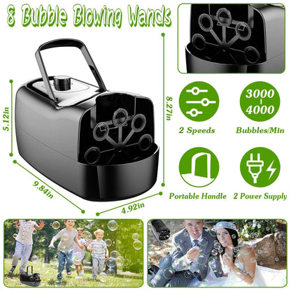 Portable Bubble Blowing Machine with 2 Speeds Handle 3000-4000 Bubbles Per Minute Plug-In Battery Powered - A-1 Thread Vault