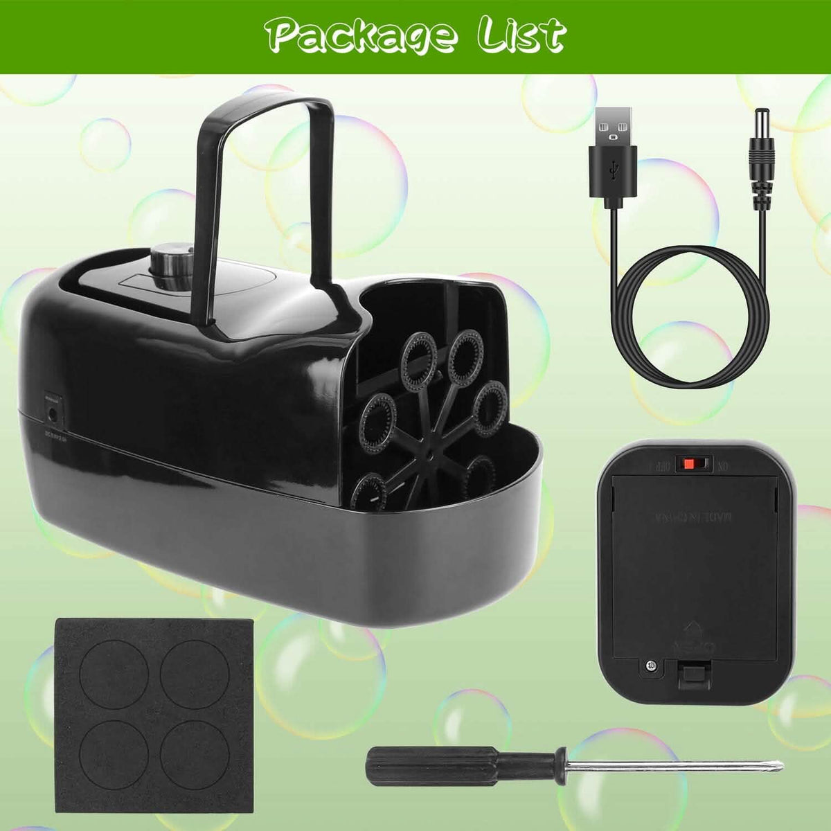 Portable Bubble Blowing Machine with 2 Speeds Handle 3000-4000 Bubbles Per Minute Plug-In Battery Powered - A-1 Thread Vault