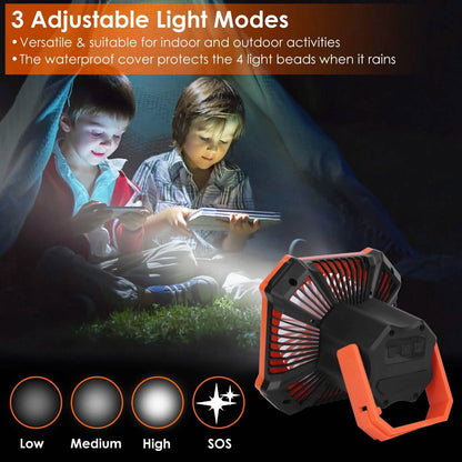 Portable Camping Lantern Fan 10000mAh Battery Powered with 4 Light Modes - A-1 Thread Vault