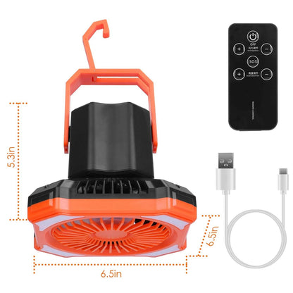 Portable Camping Lantern Fan 10000mAh Battery Powered with 4 Light Modes - A-1 Thread Vault