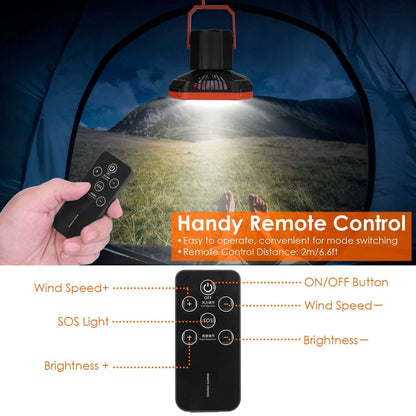 Portable Camping Lantern Fan 10000mAh Battery Powered with 4 Light Modes - A-1 Thread Vault