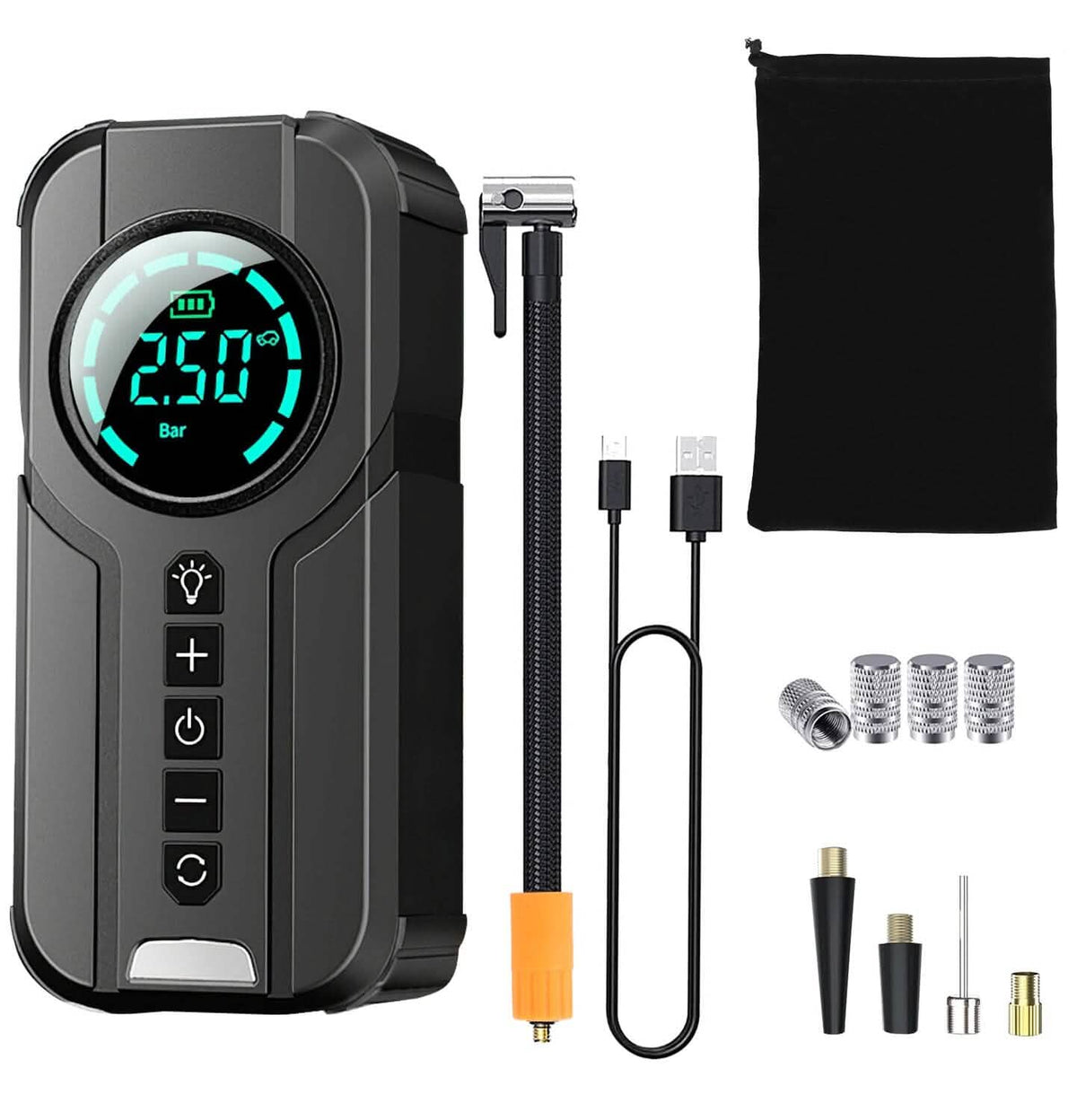 Portable Car Compressor Wireless Electric Air Pump 150 PSI with LED Light - A-1 Thread Vault