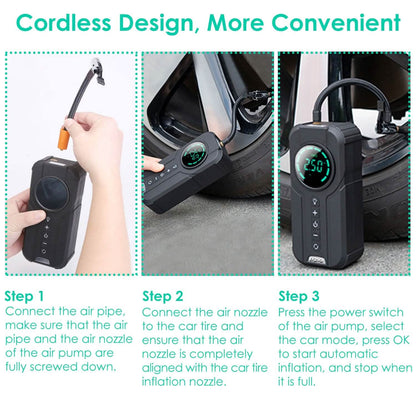 Portable Car Compressor Wireless Electric Air Pump 150 PSI with LED Light - A-1 Thread Vault