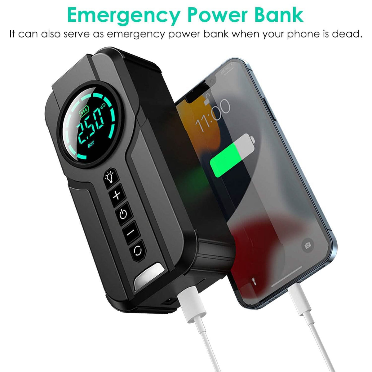 Portable Car Compressor Wireless Electric Air Pump 150 PSI with LED Light - A-1 Thread Vault