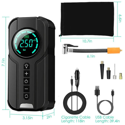 Portable Car Compressor Wireless Electric Air Pump 150 PSI with LED Light - A-1 Thread Vault