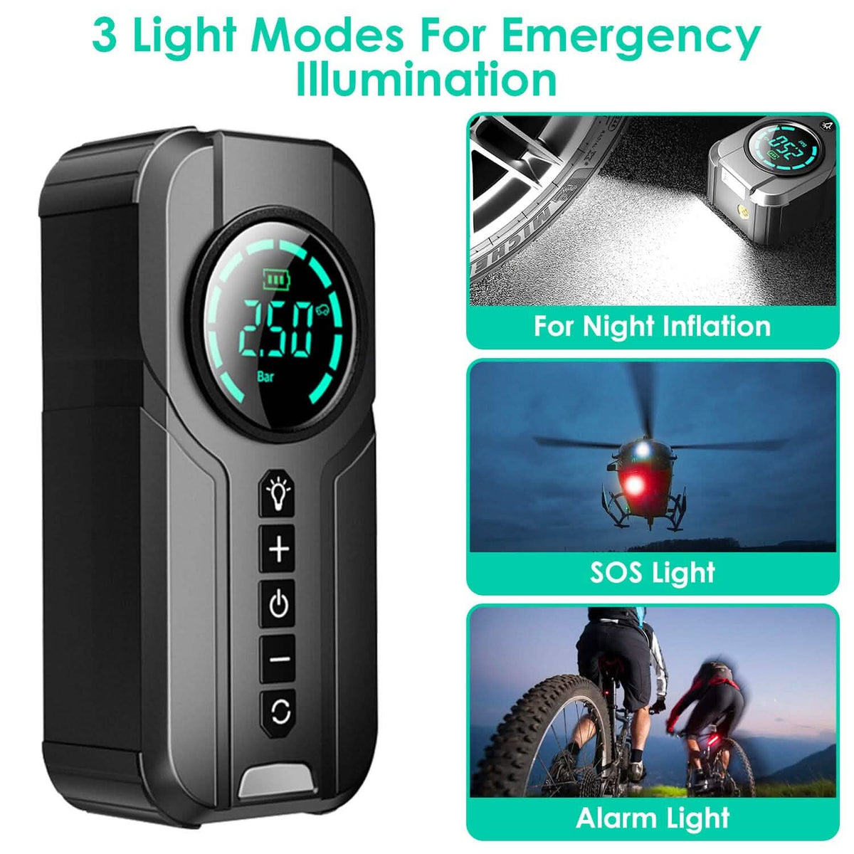 Portable Car Compressor Wireless Electric Air Pump 150 PSI with LED Light - A-1 Thread Vault