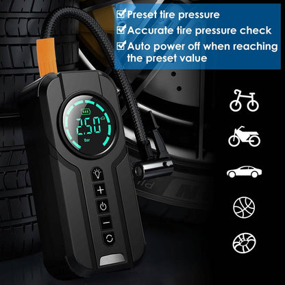 Portable Car Compressor Wireless Electric Air Pump 150 PSI with LED Light - A-1 Thread Vault