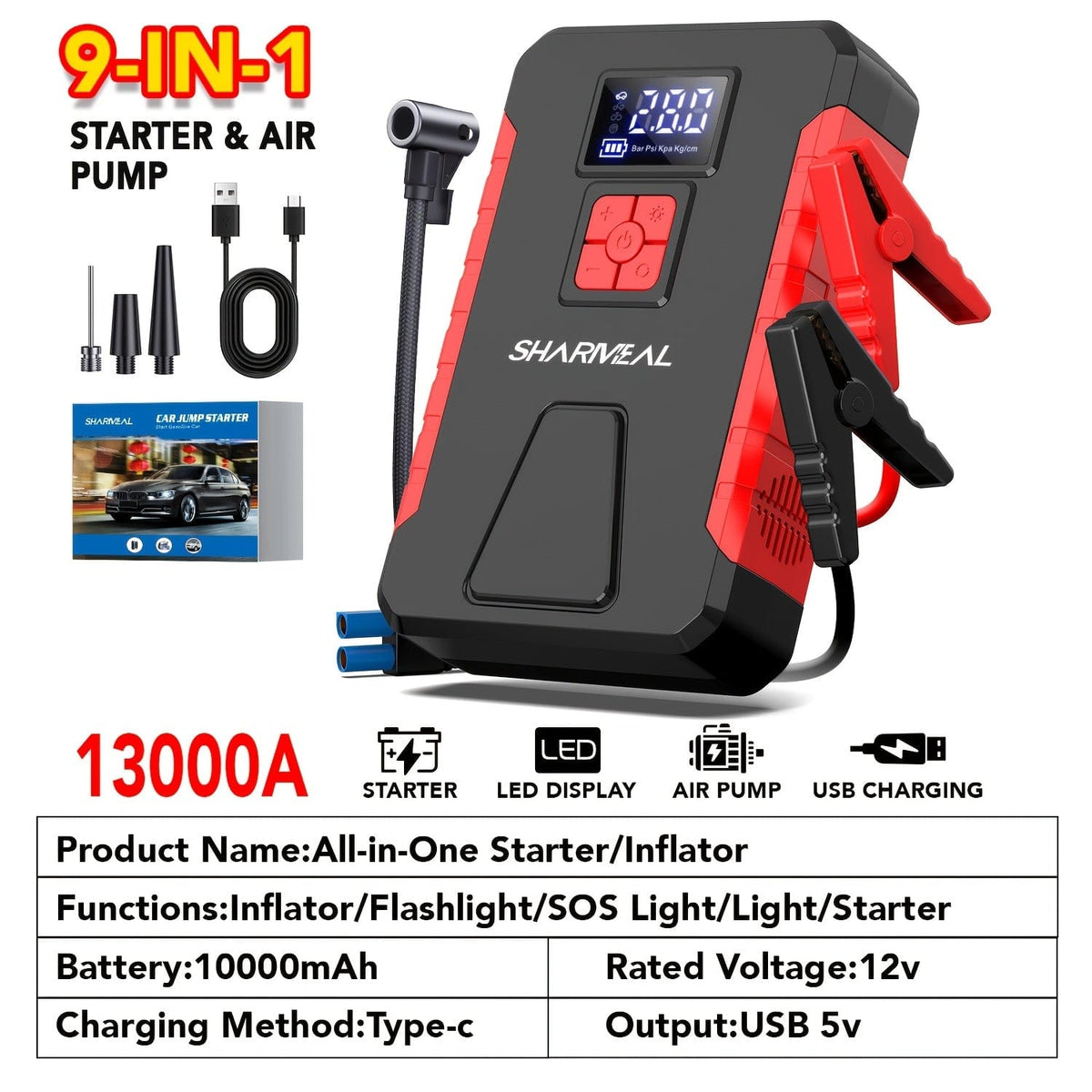 Portable Car Jump Starter with Air Compressor - A-1 Thread Vault